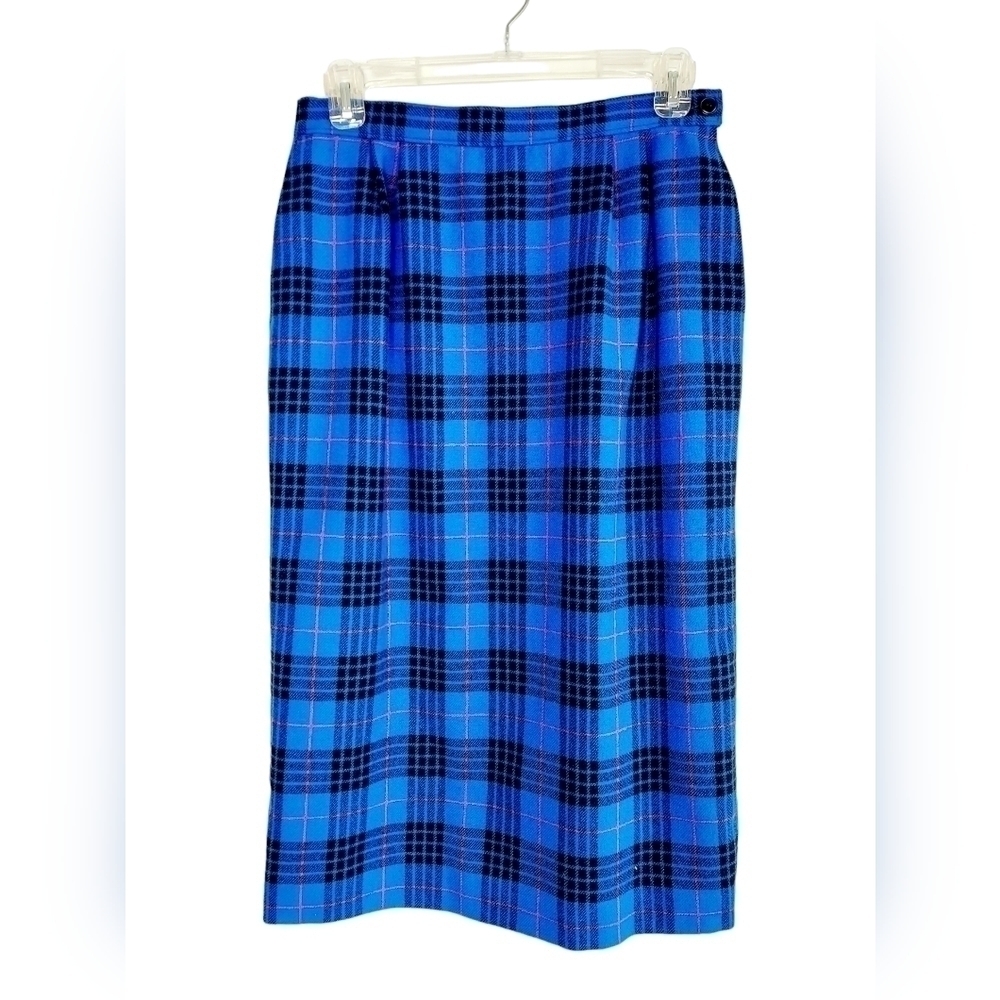 Pendleton Morgan Tartan Plaid Long Wool Skirt Size 6 Vintage Blue Black Red EUC - Picture 2 of 16